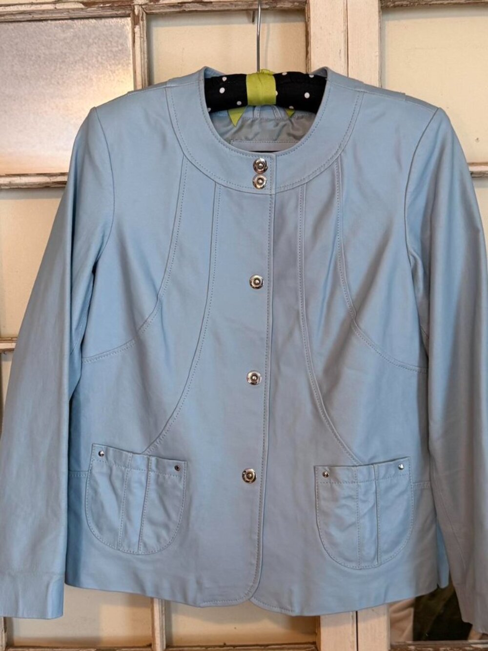 Women's Blue Leather Jacket